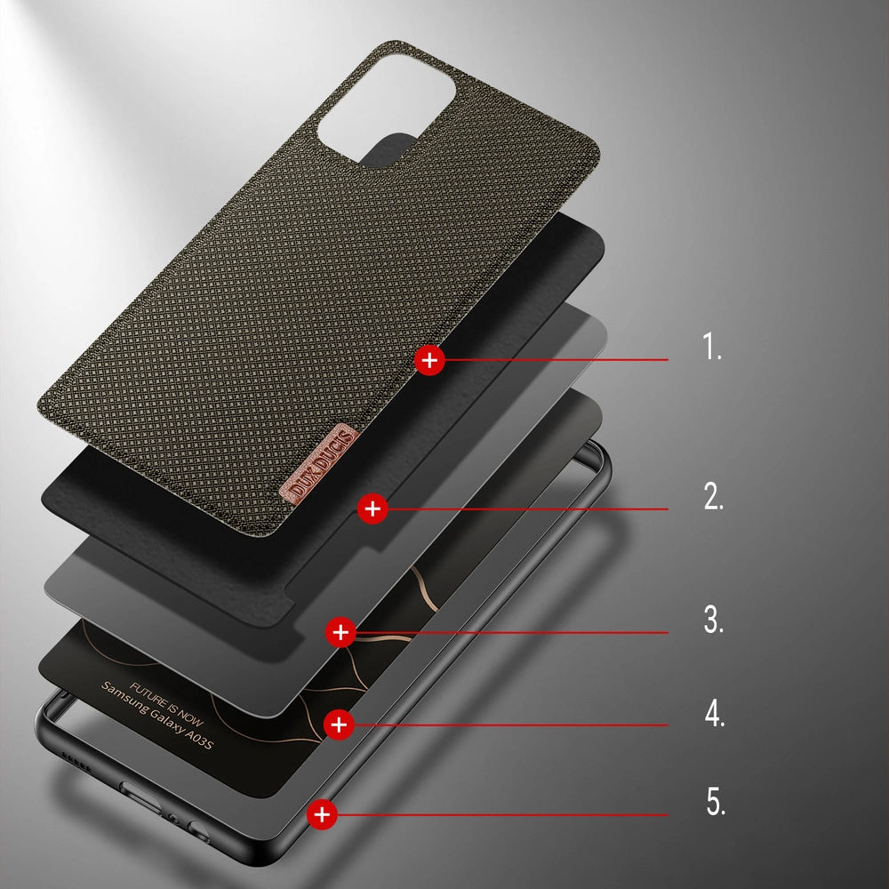 Dux Ducis Fino-foder dækket med nylonmateriale til Samsung Galaxy A03s grøn