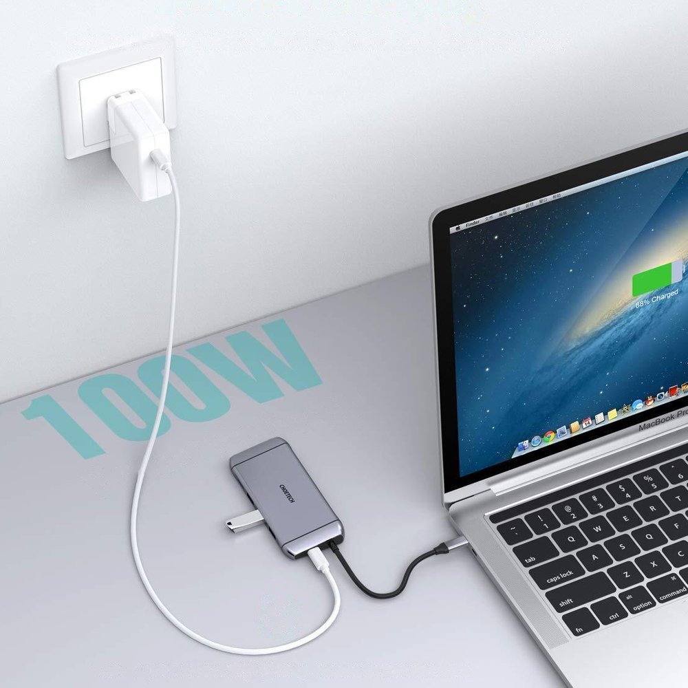Choetech 9in1 multifunktionel USB Type C HUB - 3x USB 3.2 Gen 1 / SD og TF hukommelseskortlæser / HDMI 4K 30Hz / VGA Full HD 60Hz / USB Type C / RJ45 grå (HUB-M15 grå)