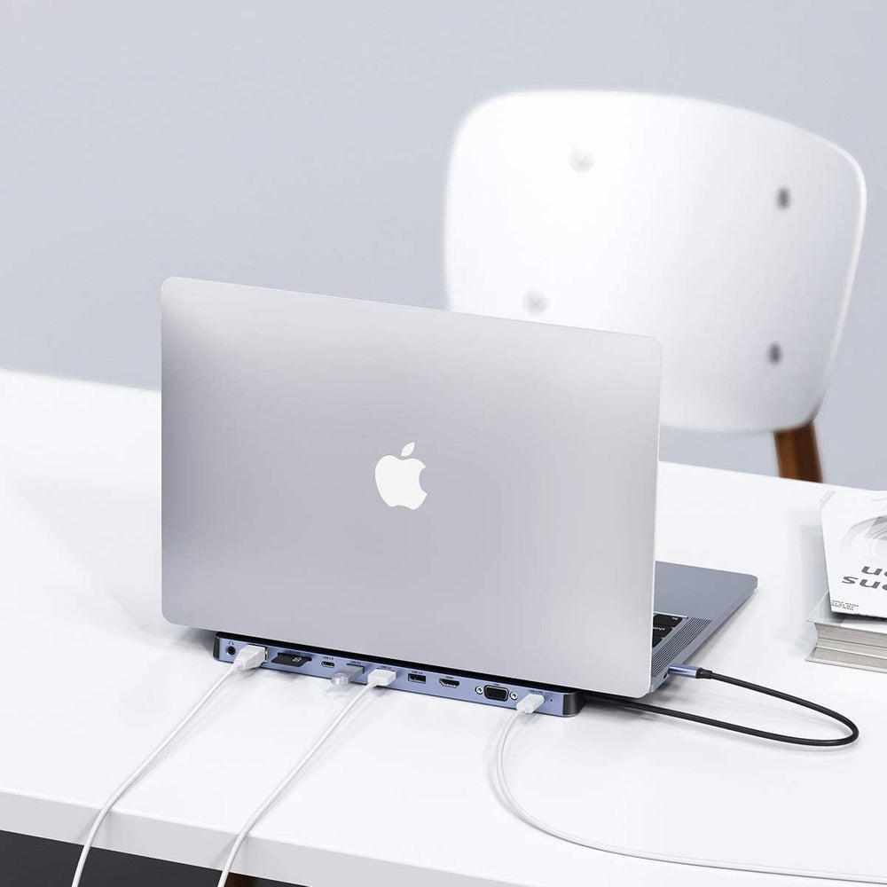 Choetech docking station multifunktionsadapter HUB USB Type C 11in1 100W PD grå (HUB-M20)