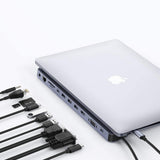 Choetech docking station multifunktionsadapter HUB USB Type C 11in1 100W PD grå (HUB-M20)