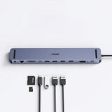 Choetech docking station multifunktionsadapter HUB USB Type C 11in1 100W PD grå (HUB-M20)