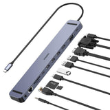 Choetech docking station multifunktionsadapter HUB USB Type C 11in1 100W PD grå (HUB-M20)