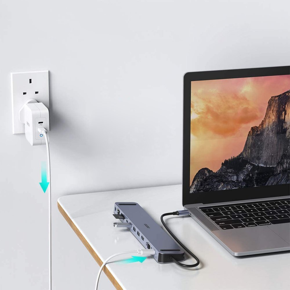 Choetech docking station multifunktionsadapter HUB USB Type C 11in1 100W PD grå (HUB-M20)