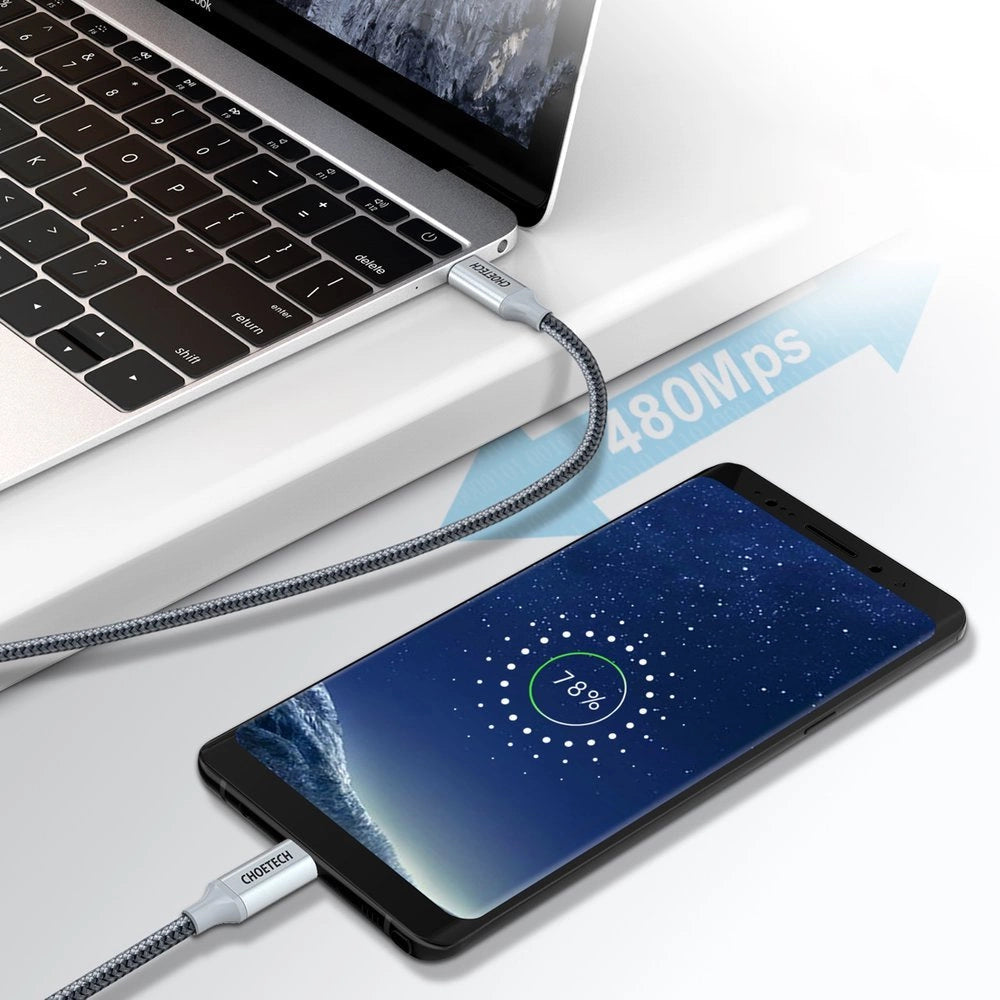 Choetech XCC-1002-GY USB-C - USB-C PD QC kabel 100W 5A 480Mb/s 1,8m - grå