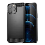 Carbon Case Flexible Cover TPU Case til iPhone 13 Pro sort