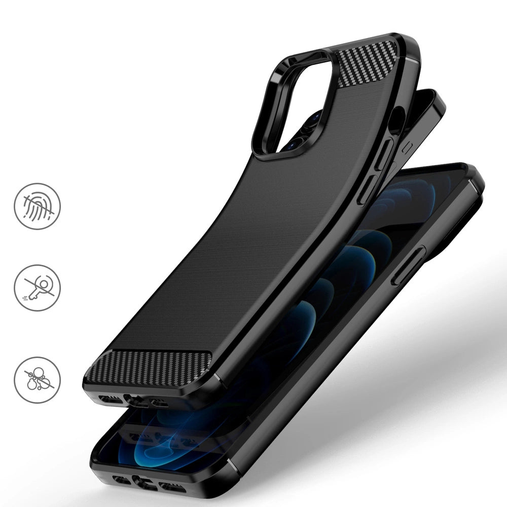 Carbon Case Flexible Cover TPU Case til iPhone 13 Pro sort