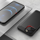 Carbon Case Flexible Cover TPU Case til iPhone 13 Pro sort