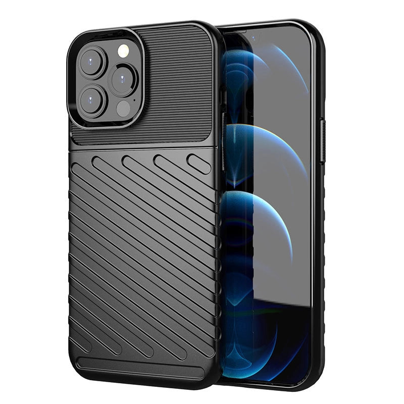 Thunder Case Flexible Tough Rugged Cover TPU Case til iPhone 13 Pro Max sort