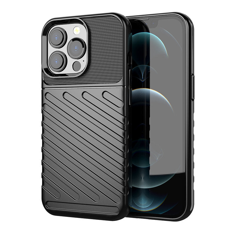 Thunder Case Flexible Tough Rugged Cover TPU Case til iPhone 13 Pro sort