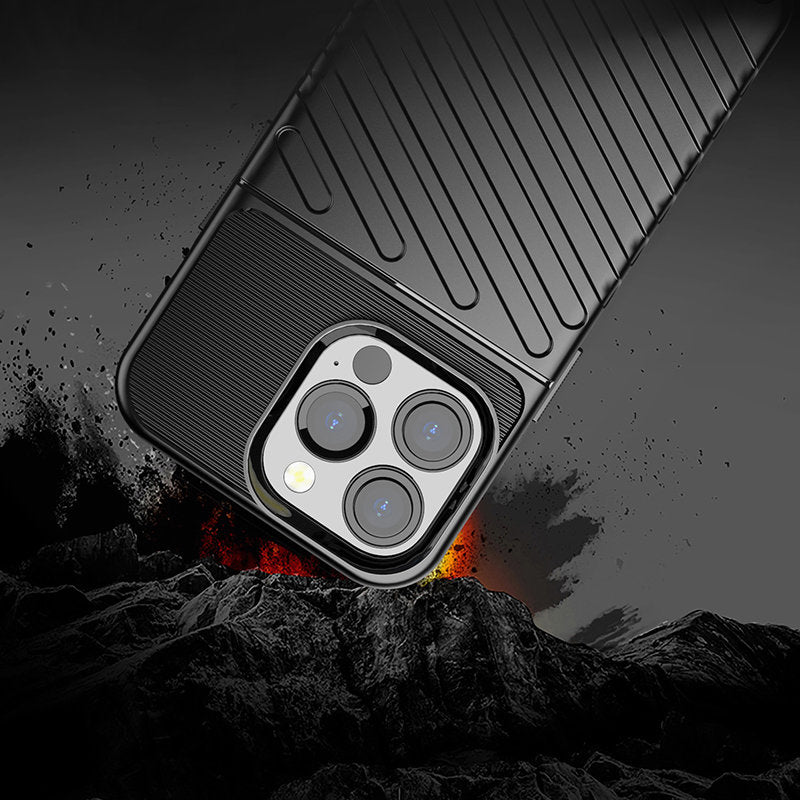 Thunder Case Flexible Tough Rugged Cover TPU Case til iPhone 13 Pro sort