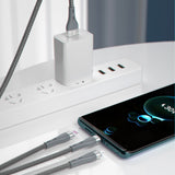 Dudao 3in1 USB-kabel - Lightning / microUSB / USB Type C 65W 1.2m grå (L20X)
