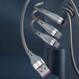 Dudao 3in1 USB-kabel - Lightning / microUSB / USB Type C 65W 1.2m grå (L20X)