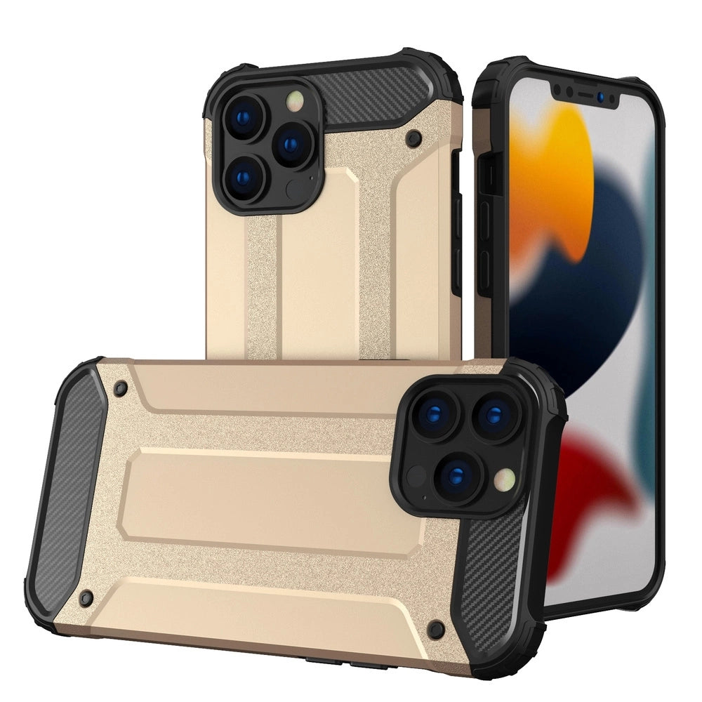 Hybrid Armor Case Tough Rugged Cover til iPhone 13 Pro Max guld