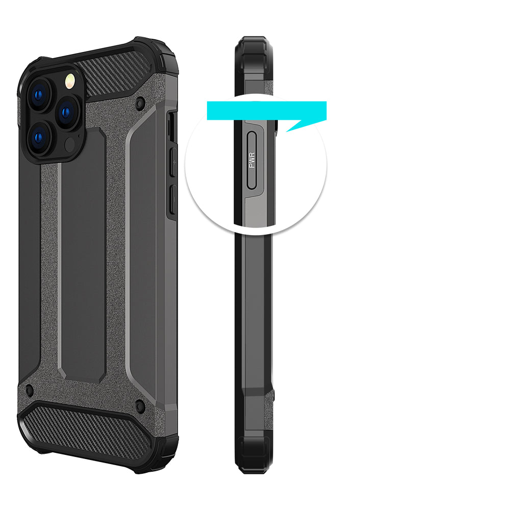 Hybrid Armor Case Tough Rugged Cover til iPhone 13 Pro sølv