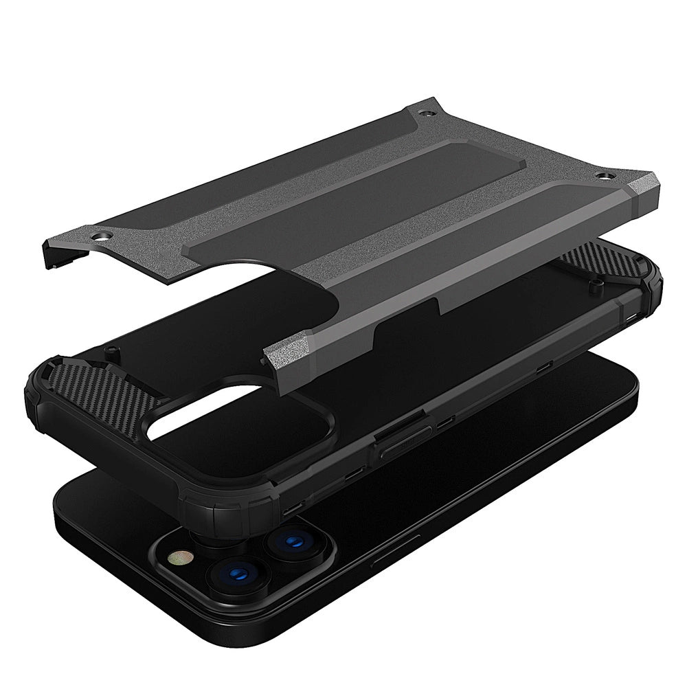 Hybrid Armor Case Tough Rugged Cover til iPhone 13 Pro sølv