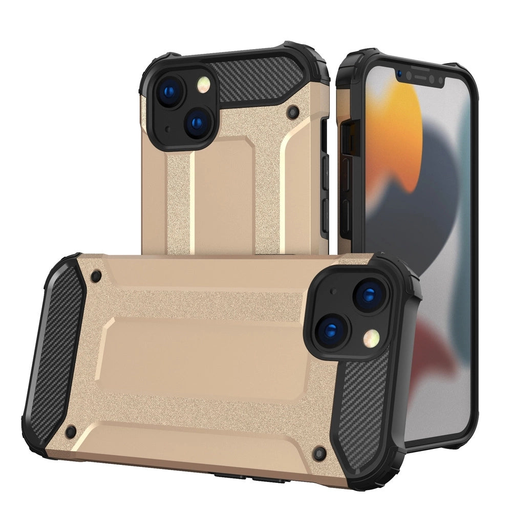 Hybrid Armor Case Tough Rugged Cover til iPhone 13 guld