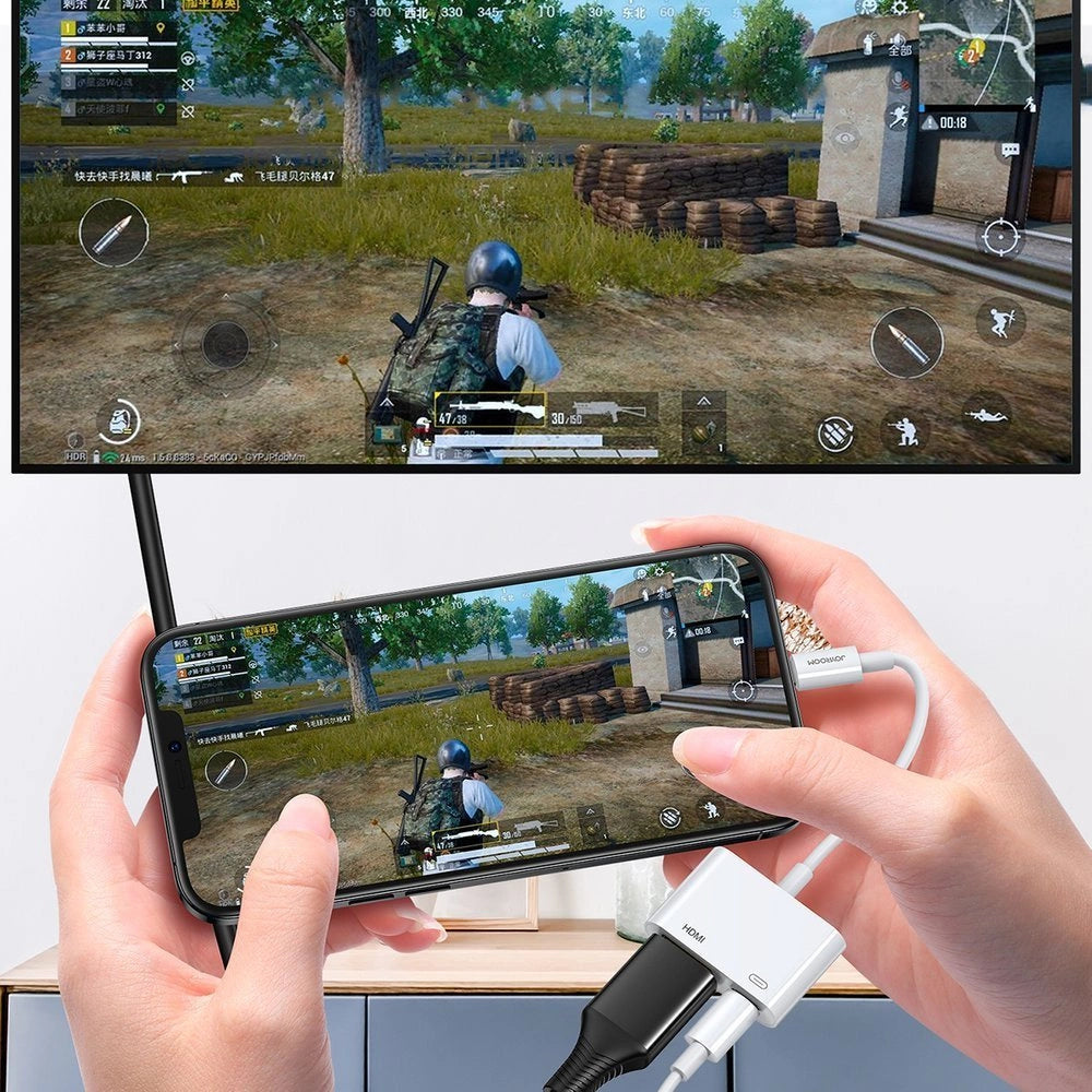 Joyroom S-H141 Lightning (mand) - HDMI FullHD 1080p 60Hz (kvinde) / Lightning (kvinde) adapter - hvid