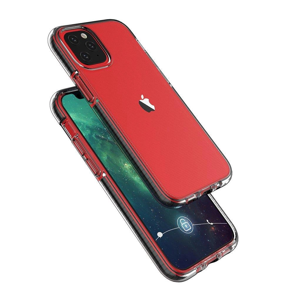 Spring Case klar TPU gel beskyttende cover med farverig ramme til iPhone 13 mini gul