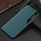 Eco Leather View Case elegant bogreol type sag med kickstand til iPhone 13 Pro grøn