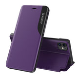 Eco Leather View Case elegant bogreol type sag med kickstand til iPhone 13 Pro lilla