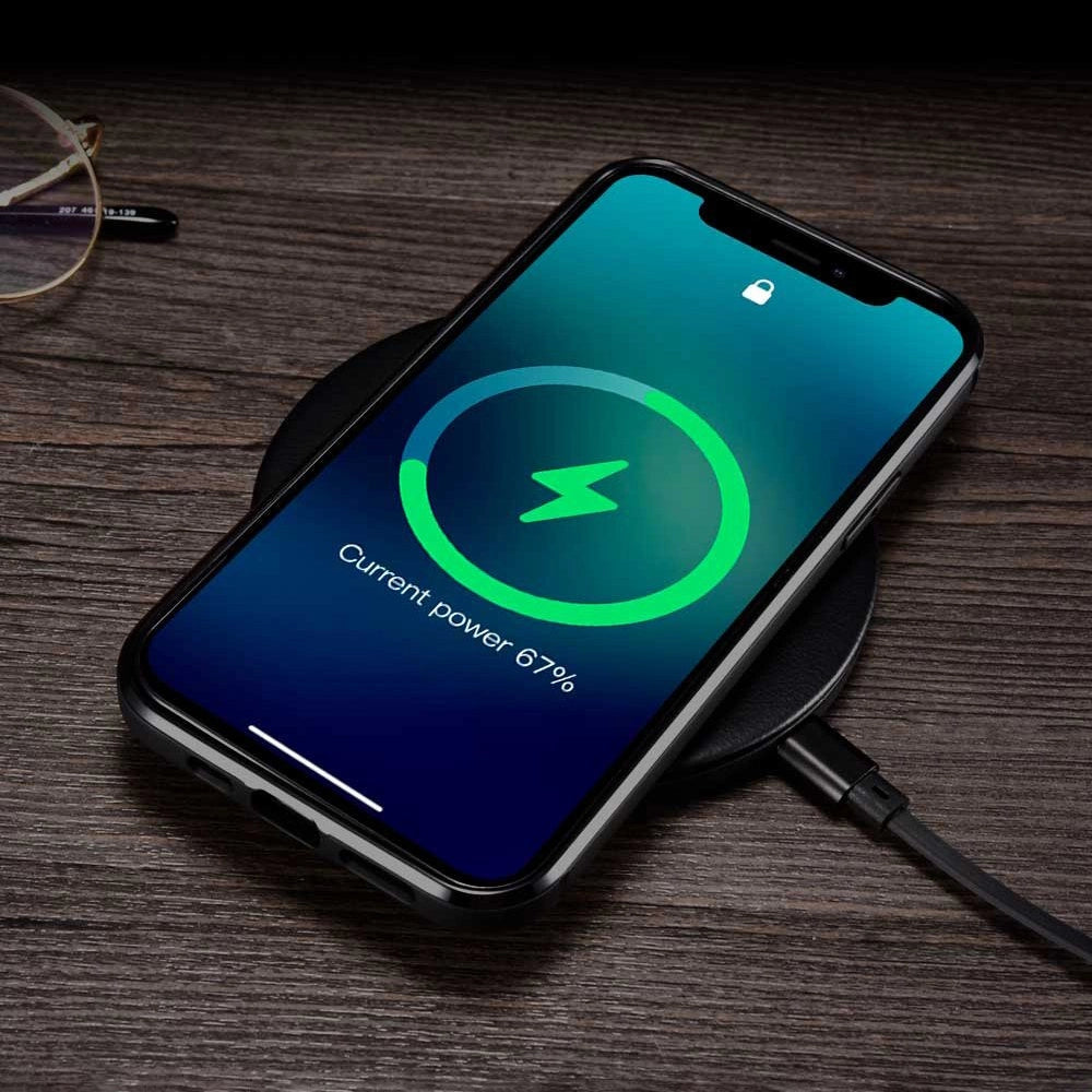 iCarer Leather Oil Wax case til iPhone 12 Pro Max sort (ALI1206-BK)