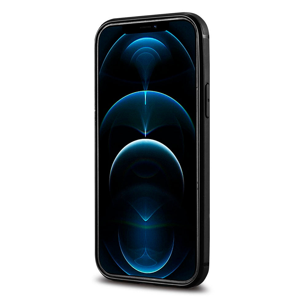 iCarer Leather Oil Wax case til iPhone 12 Pro Max sort (ALI1206-BK)