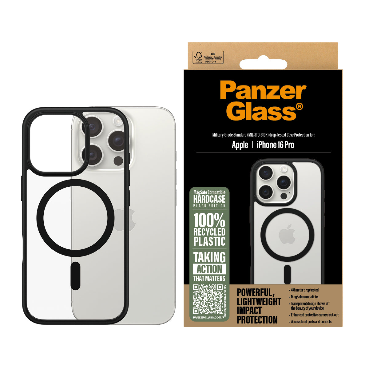 PanzerGlass iPhone 16 Pro HardCase MagSafe, Black