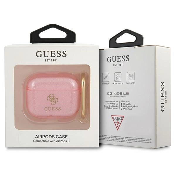 Guess GUA3UCG4GP AirPods 3 cover pink/pink Glitter Collection