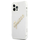 Guess GUHCP12LKTRSVGO iPhone 12 Pro Max 6.7" Gennemsigtig hardcase Vintage Script Gold