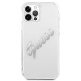 Guess GUHCP12LKTRSVSI iPhone 12 Pro Max 6.7" Gennemsigtig hardcase Vintage Script Silver