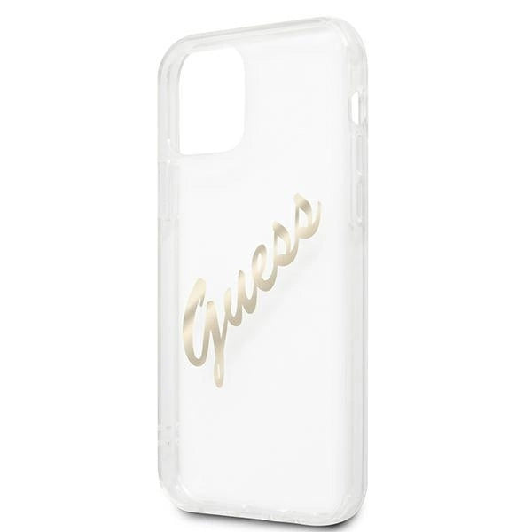 Guess GUHCP12MKTRSVGO iPhone 12/12 Pro 6.1" Gennemsigtig hardcase Vintage Script Gold