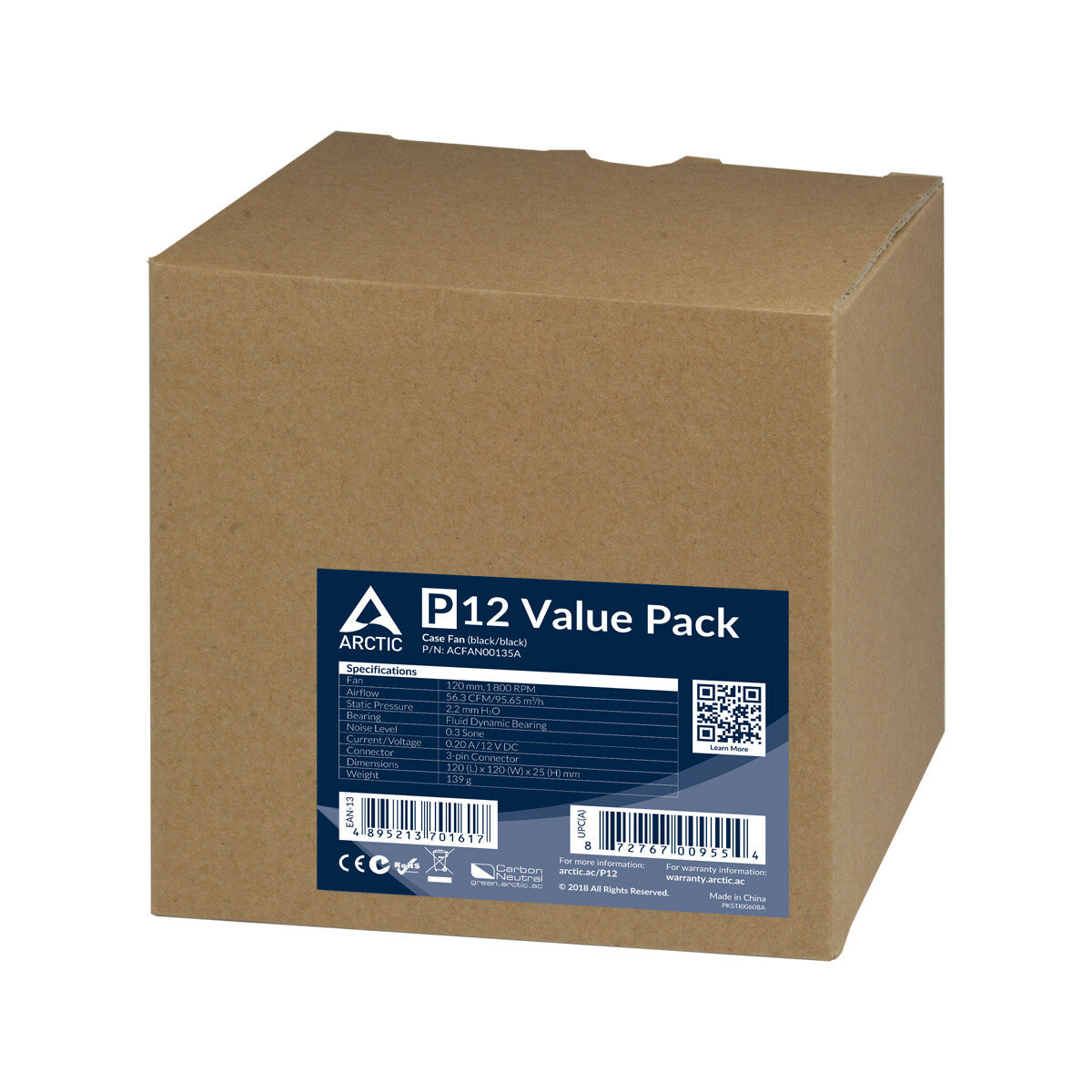 ARCTIC P12 Value Pack Computerkabinet Ventilator 12 cm Sort
