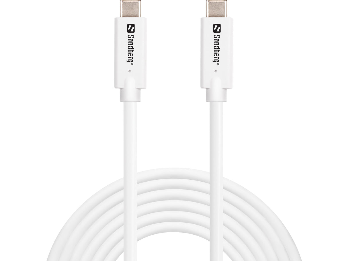 Sandberg 136-75 USB-kabel USB 3.2 Gen 2 (3.1 Gen 2) 3 m USB C 10 Gbit/sek. 100 W Hvid