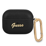 Guess GUAPSASMK AirPods Pro cover sort/sort Saffiano Script Metal Collection