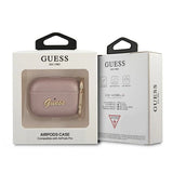 Guess GUAPSASMP AirPods Pro cover lyserød/rosa Saffiano Script Metal Collection