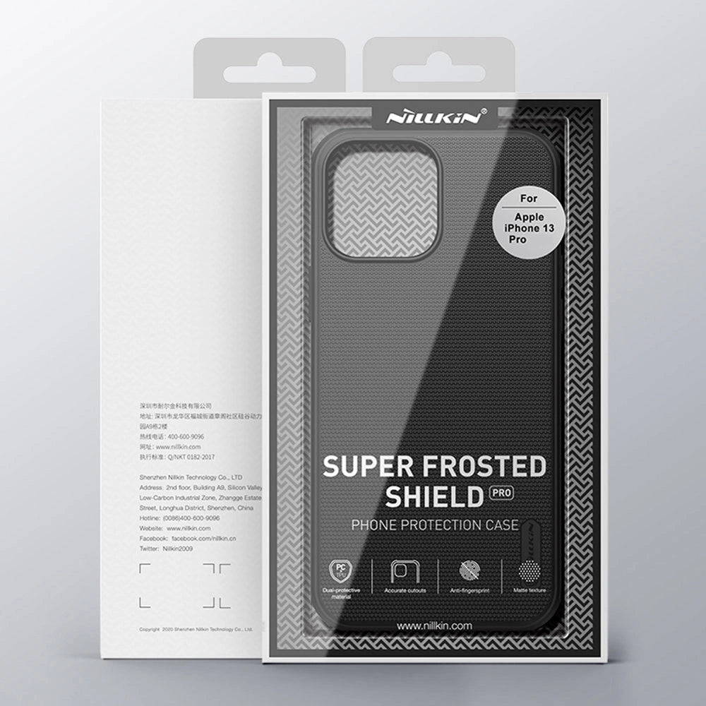 Nillkin Super Frosted Shield forstærket æske, cover til iPhone 13 Pro, blå