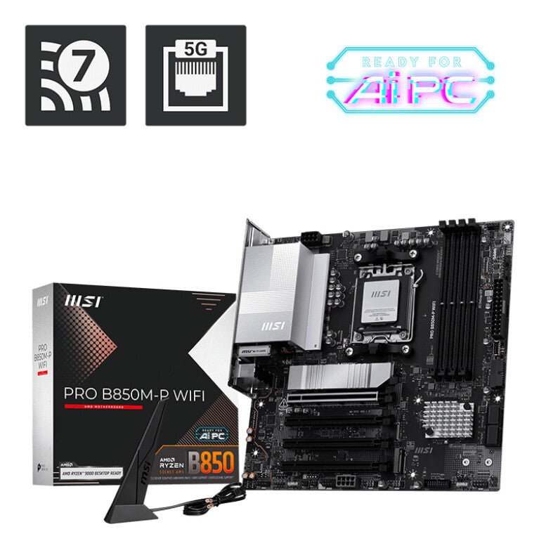 MSI PRO B850M-P WIFI bundkort AMD B850 Sokkel AM5 micro ATX