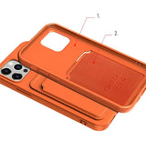 Kortkasse Silicone Wallet med kort Slot Dokumenter til iPhone 13 mini orange