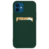 Card Case Silicone Wallet Case With Card Slot Documents For Samsung Galaxy S21 + 5G (S21 Plus 5G) mørkegrøn