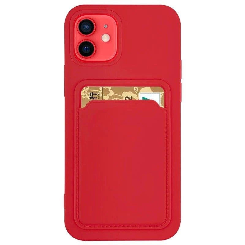 Kortkasse Silicone Wallet Case med kortflade Dokumenter til Xiaomi Redmi Note 10 / Redmi Note 10S Red