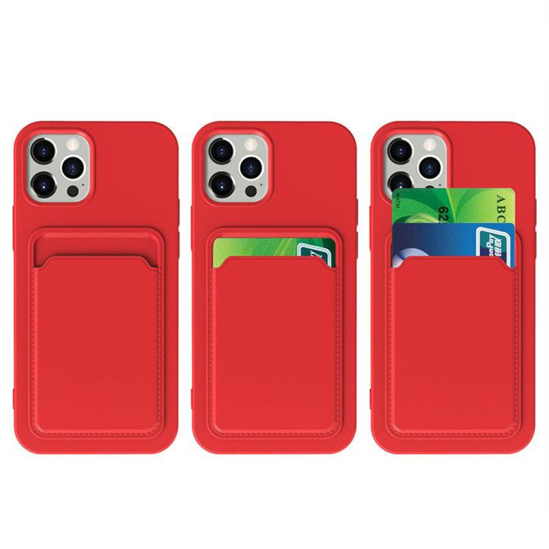 Card Case Silicone Wallet Wallet med kort slot Dokumenter til Samsung Galaxy A72 4G Red
