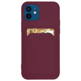 Card Case Silicone Wallet Case med kort slot Dokumenter til Samsung Galaxy A72 4G Burgundy