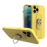 Ring Case silikonfoder med fingergreb og stativ til iPhone 12 Pro gul