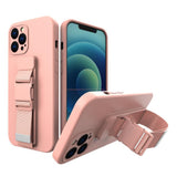 Rope case Gel case med en kæde lanyard taske lanyard iPhone XS Max pink