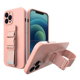 Rope case Gel case med en kæde lanyard taske lanyard iPhone 11 Pro pink
