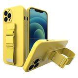 Rope case gel case med en kæde lanyard taske lanyard iPhone 12 mini gul