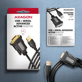 Axagon ADS-1PQN USB-A 2.0 - serial RS-232 DB9-M FTDI adapter cable 1.5m - Adapter - Digital/Daten serielkabel Sort 1,5 m USB Type-A