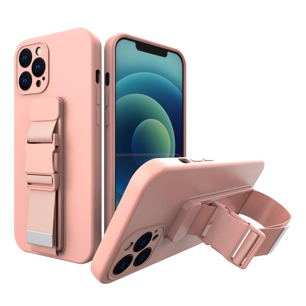 Rope case Gel case med en kæde lanyard taske lanyard iPhone 12 Pro pink