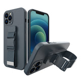 Rope case gel case med en kæde lanyard taske lanyard iPhone 12 Pro Max marineblå