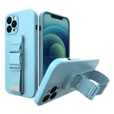 Rope case gel case med en lanyard kæde taske lanyard Samsung Galaxy A12 blå